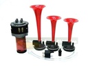 SET DE CLAXON AIRE T-TROMPETA MOD. 12V ROJO 3UNI